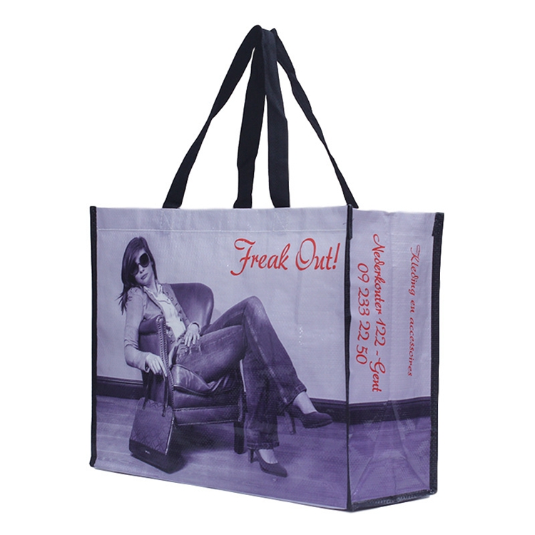 Hot Sale Custom Logo Printed Eco Bags Durable Handled Laminated PP Woven Bag
