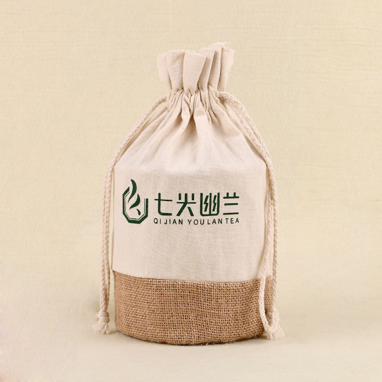 Natural Jute Canvas Bag Drawstring Gift Pouch Storage Cosmetic Jewel Accessories Packaging Bag