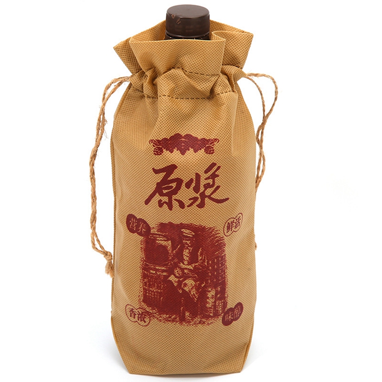 Reusable Nonwoven Wine Bags Gift Bags with Drawstrings