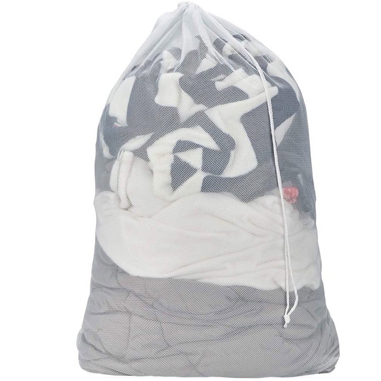Wholesale Eco-friendly Home Big Lingerie Cloth Mesh nylon drawstring washable Laundry Bag